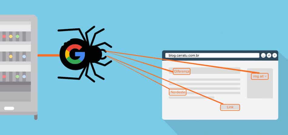 crawling is one of the most important factors of technical SEO and this image is an illustration of a crawling bot
